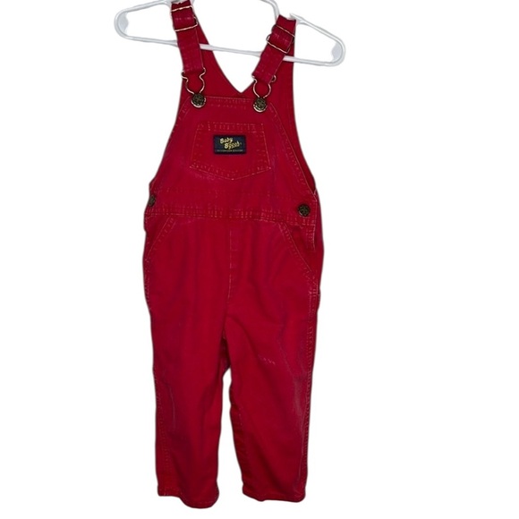 Vintage Baby B'gosh by Oshkosh Red Buckle Overalls Kids 24 Months BLEMISH - Picture 1 of 6
